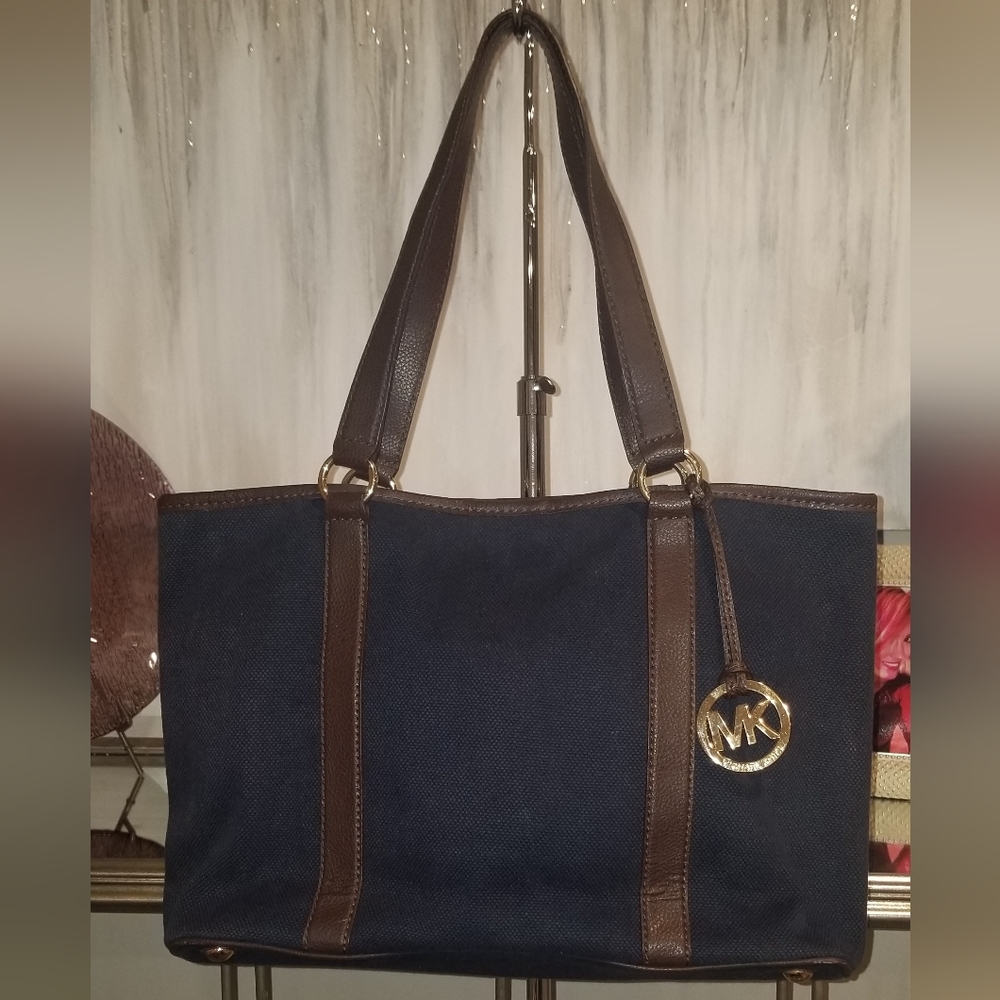 MICHAEL KORS Navy Canvas Tote